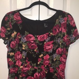 Forever 21 Black Floral Skater Dress